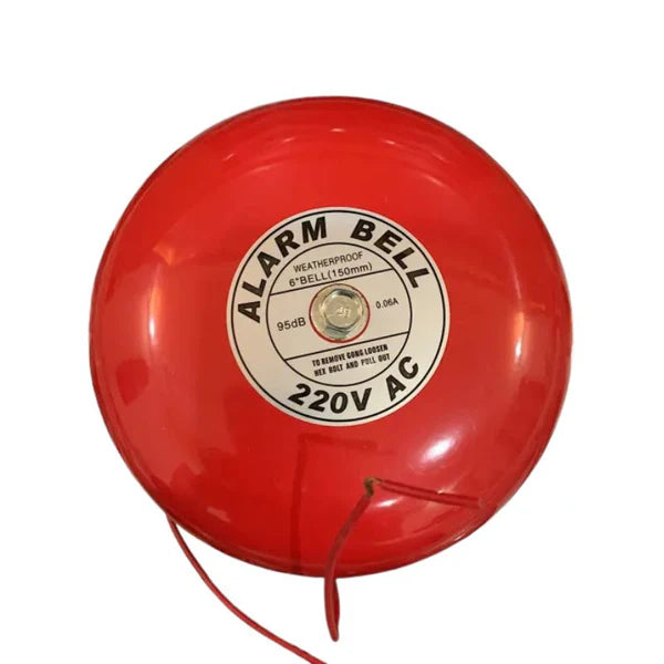 Electric Alarm Bell 220V, 150mm (6 Inch) Metal – Red