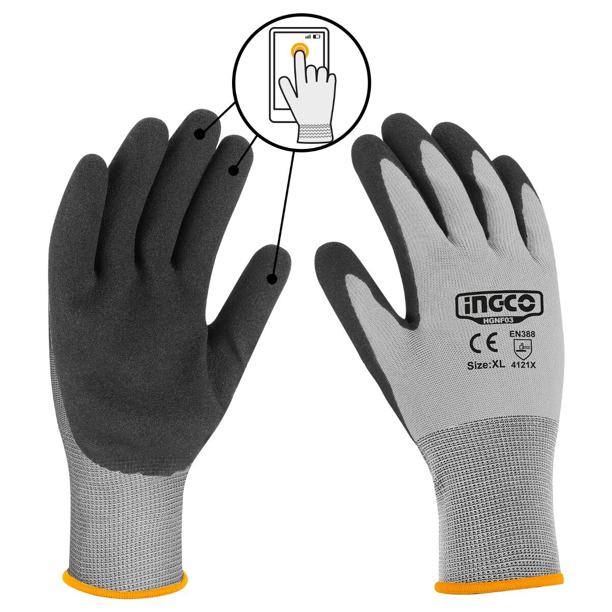 Ingco Nitrile frosted coated gloves xl HGNF03