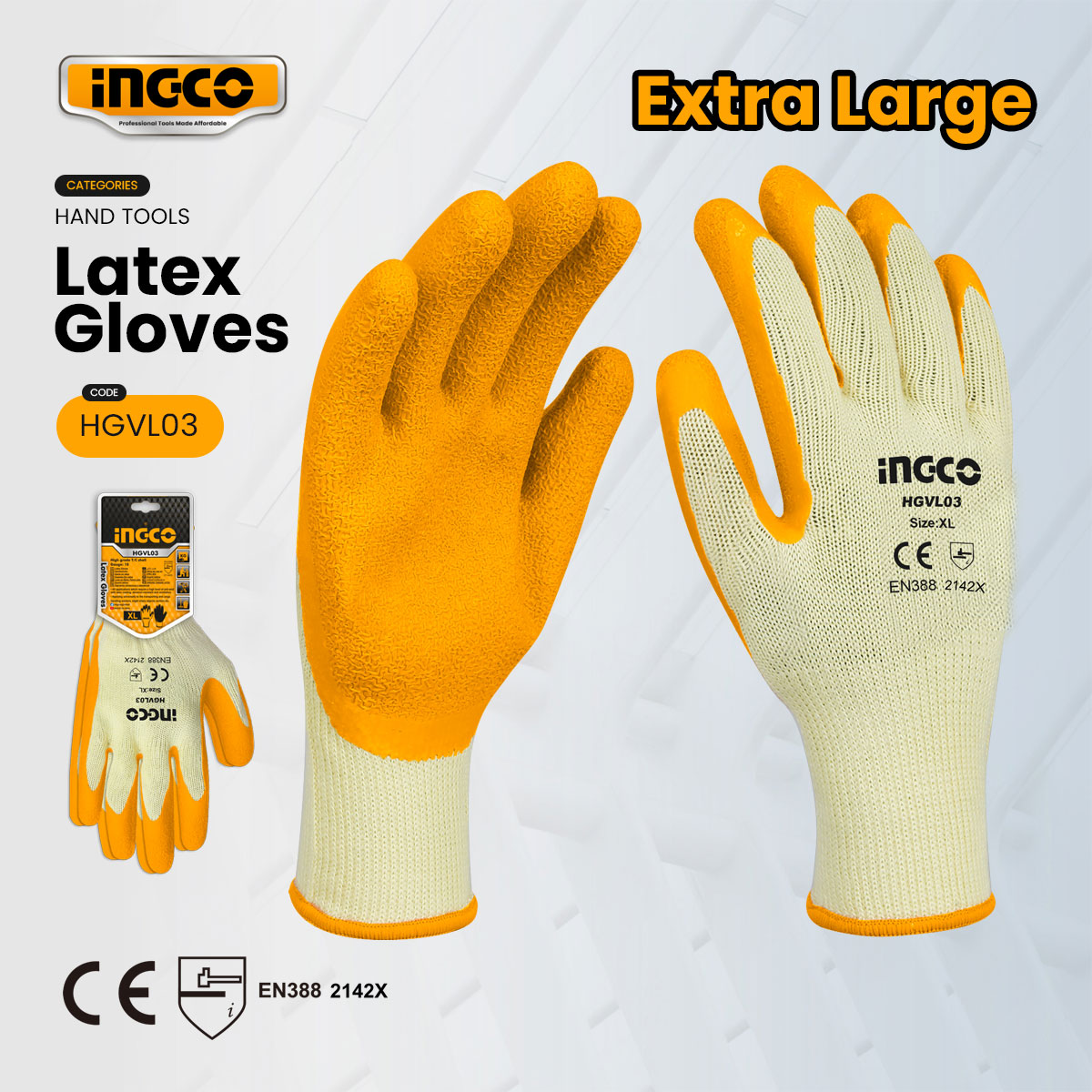 Ingco Latex gloves xl HGVL03
